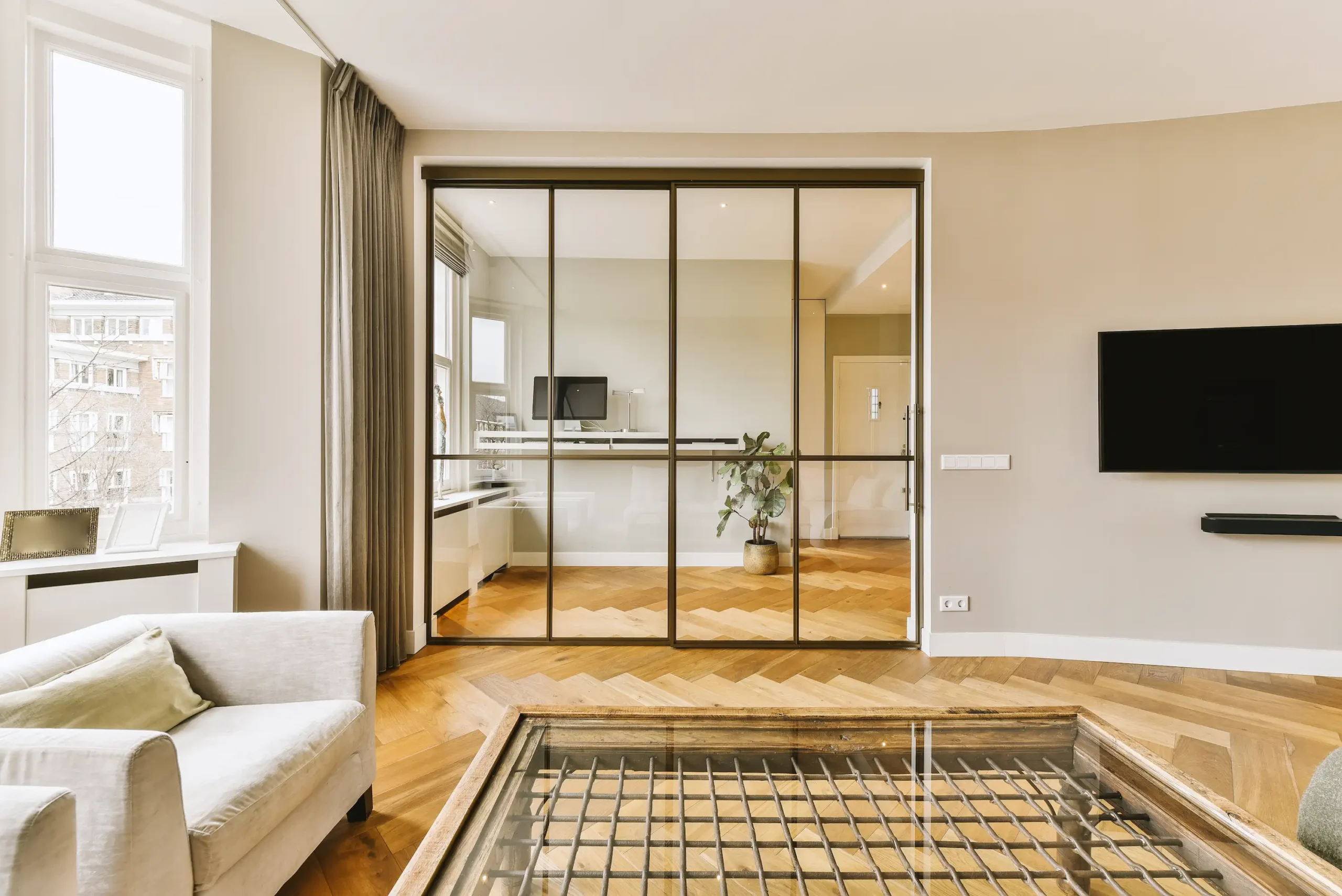 Glasschiebetür Wohnzimmer