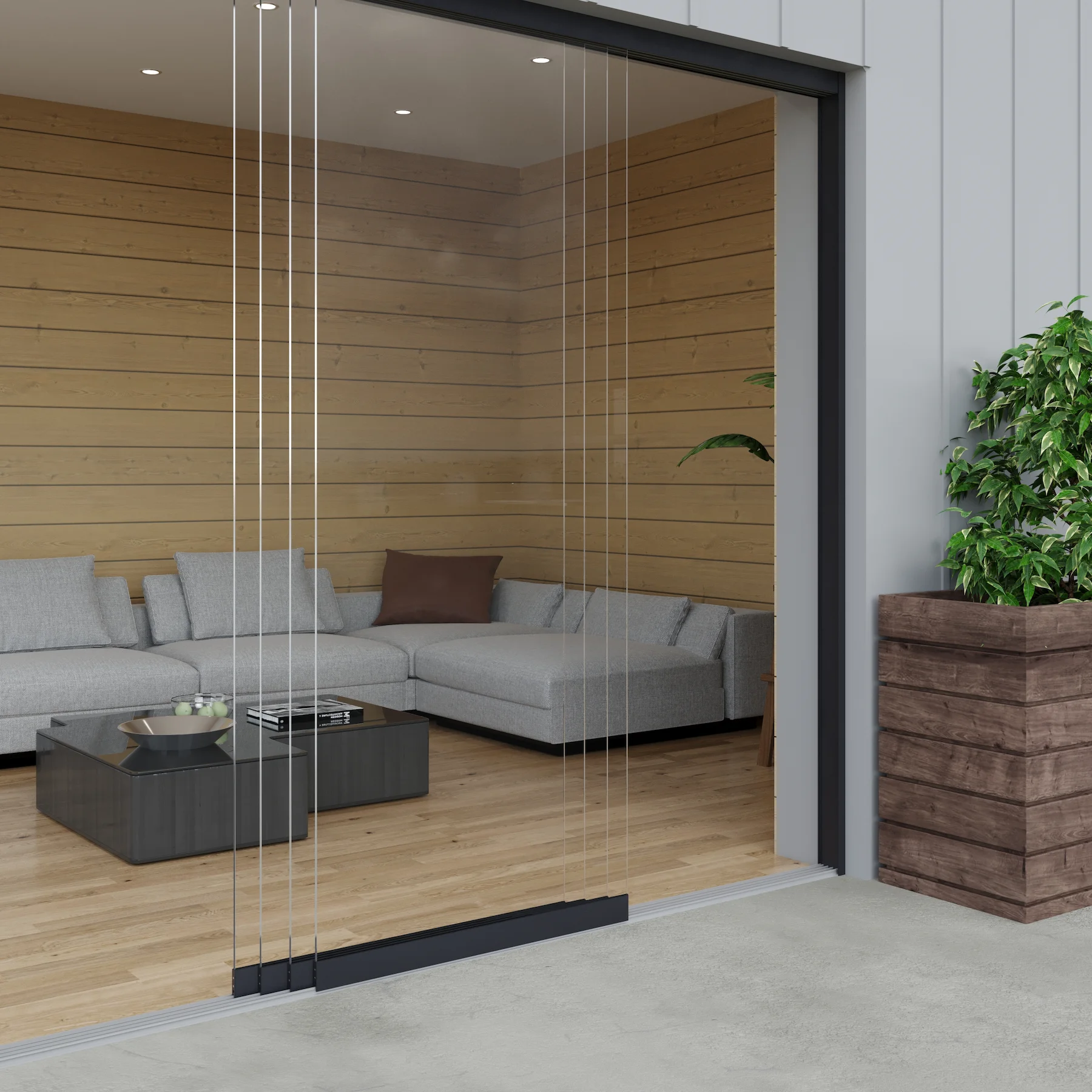 Glasschiebewand Wohnzimmer